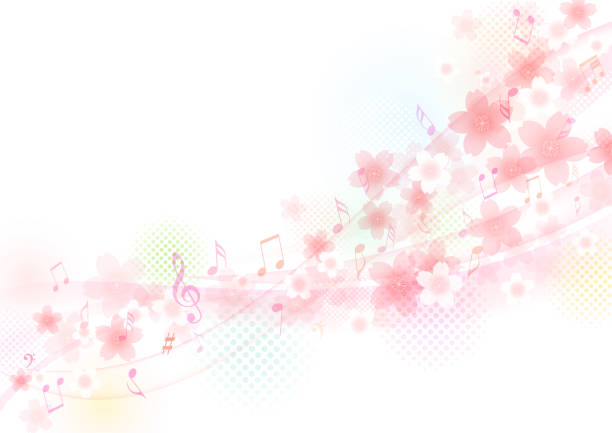 水彩画のような桜色のフレームデザイン - pink background cherry blossom frame illustration and painting点のイラスト素材／クリップアート素材／マンガ素材／アイコン素材