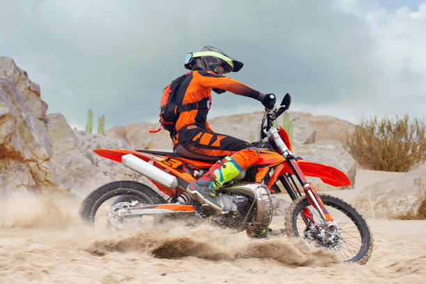 istock Young man practice riding dirt motorcycle 1448967796