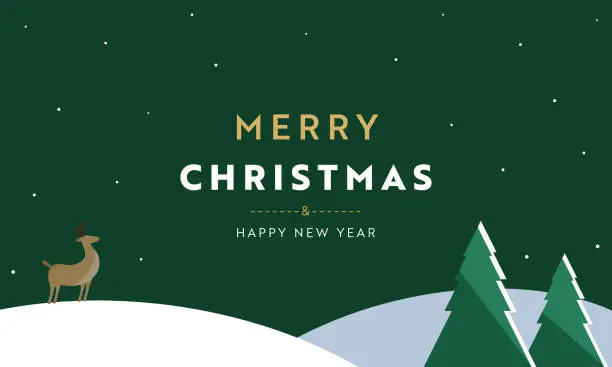 Vector illustration of Simple and cute flat design Christmas background template (green)