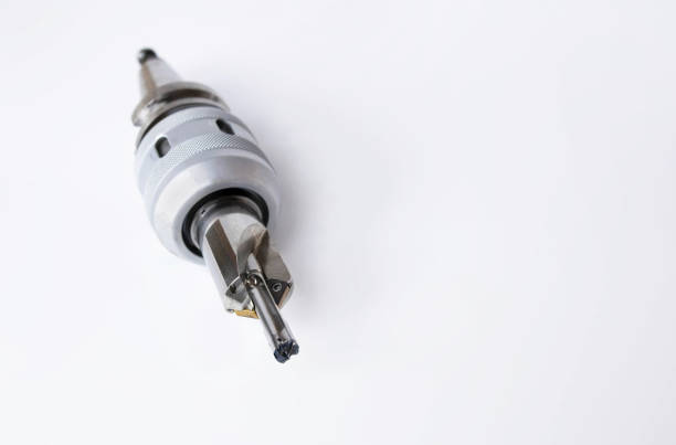 drill and chamfer. cutting tools special. used for metalwork. Material steel and carbide. Isolated on drawing background.