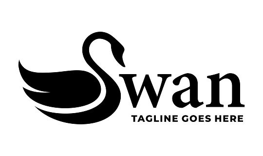 Swan simple flat logo design vector