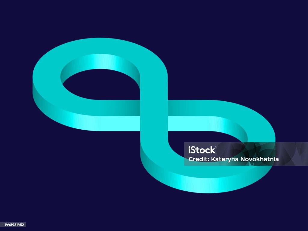 Infinity Sign Web Mint 3d Infinity Symbol On Dark Blue Background Endless Vector Logo ...