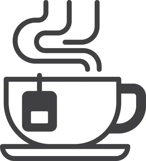 Vector illustration of hot tea mug illustration in minimal style
