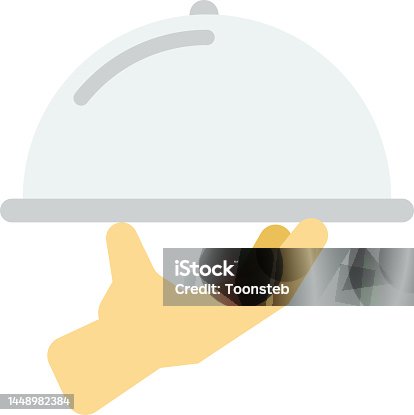 istock hands and food tray illustration in minimal style 1448982384