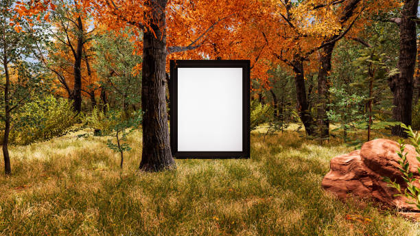 istock Graphic resources for sustainable development goals, biodiversity, a growing economy and ecology. 3D render with bilboard and canvas 1448988774