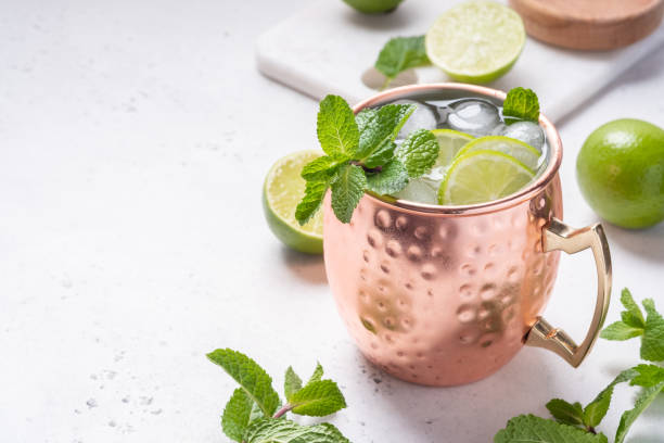 istock Moscow mule cocktail with lime and mint 1448988962