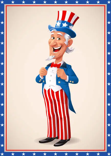 Vector illustration of Proud And Cheerful Uncle Sam