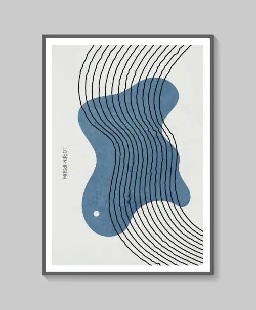 Vector illustration of Geometric trendy abstract aesthetic minimalist hand drawn contemporary poster. Modern art ideal for wall decoration, interior poster design. Modern vector illustration.