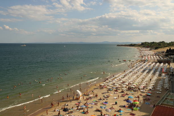 Bulgaria, Nesebar - Scene at the Nesebar South Beach on a sunny summer day
