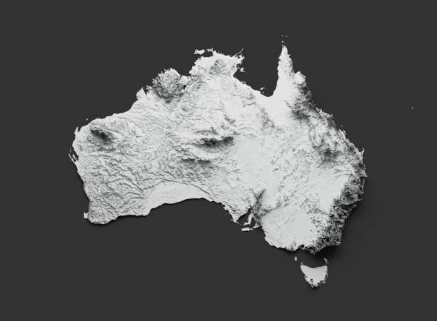istock Australia Map Shaded relief Color Height map on white Background 3d illustration 1449000649