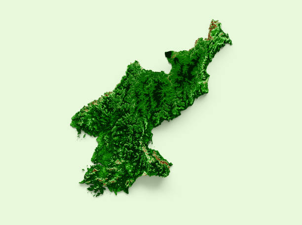 istock North Korea Topographic Map 3d realistic map Color 3d illustration 1449000670