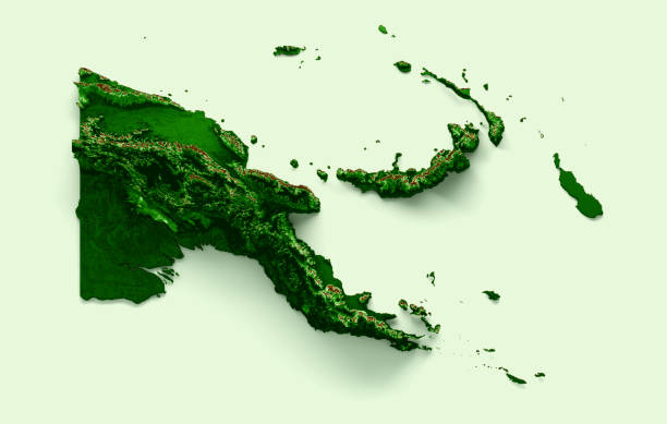 istock Papua New Guinea Topographic Map 3d realistic map Color 3d illustration 1449000698