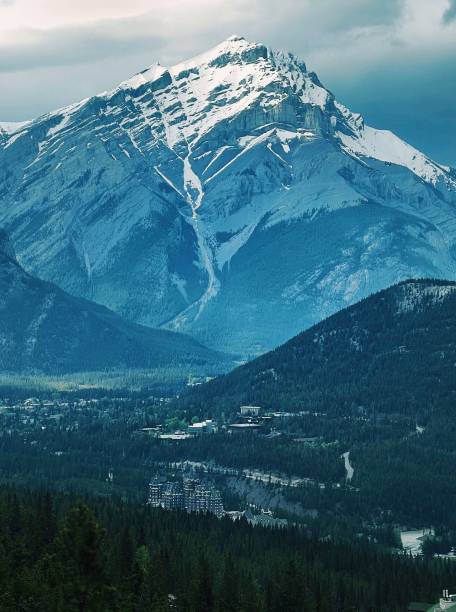 istock Vertical shot of a mountain covered in snow 1449008424