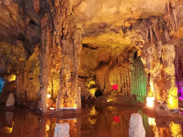 istock Inside the beautiful Reed Flute Cave in Guilin, China 1449009257