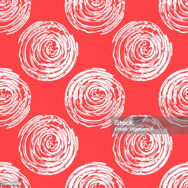 Red Texture Continuous Pattern Contrast Textured Seamless Pattern Round Geometric Red White Background ...