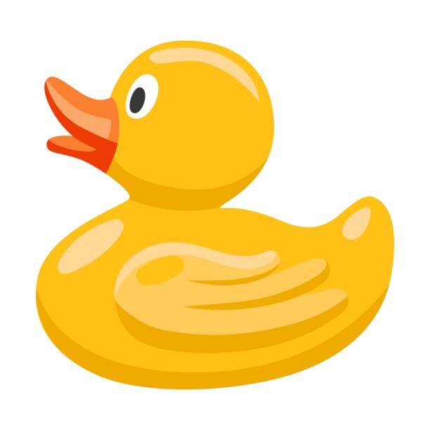 illustrations, cliparts, dessins animés et icônes de canard en caoutchouc pour la natation, jouet coloré pour enfants illustration vectorielle. jouet pour bébé isolé sur fond blanc - canard en plastique