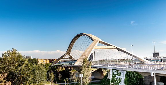 Third Millennium Bridge (Puente del Tercer Milenio). Modern architecture in Zaragoza, Spain