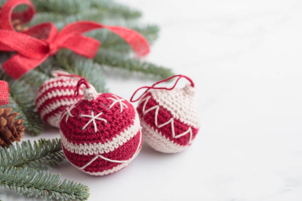 istock Beautiful crocheted christmas balls for decoration 1449012990