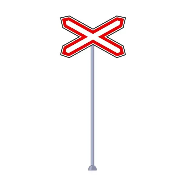 Vector illustration of Traffic sign for train or tram. Vector illustration of railroad construction element isolated on white