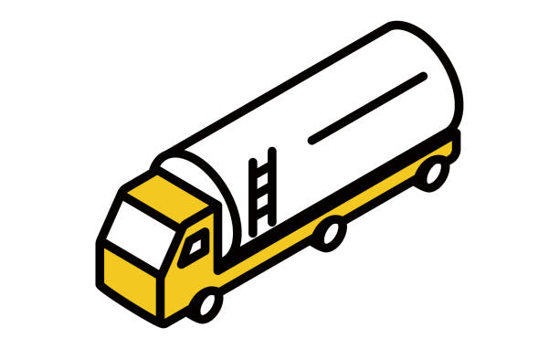 タンクローリー、タンクローリーの簡単な等角図、タンクローリー - storage tank cargo container mode of transport commercial land vehicle点のイラスト素材／クリップアート素材／マンガ素材／アイコン素材