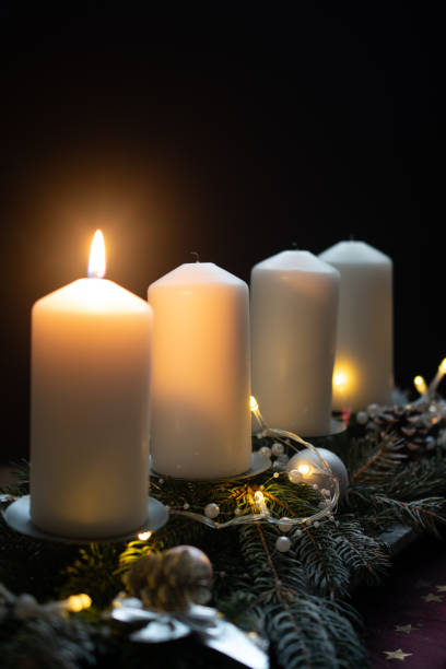 istock Christmas candles, Advent, White candesl and lights 1449015129