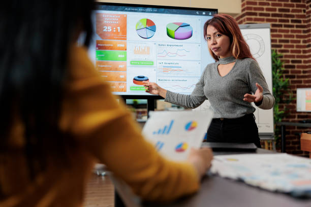 istock Asian manager discussing management statistics with entrepreneur woman 1449015332