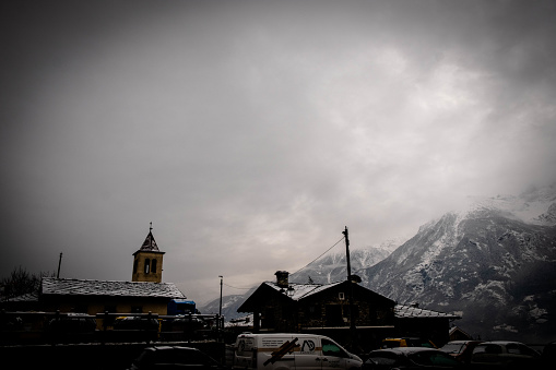 the beautiful mountains of the Aosta valley immersed in the December snow