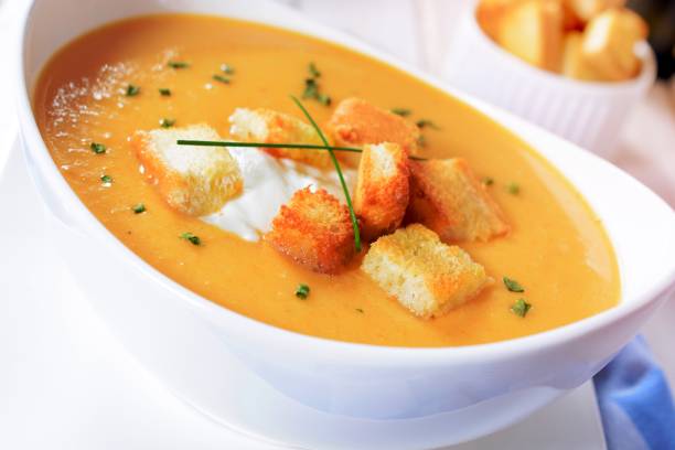 istock Creamy pumpkin soup 1449018278