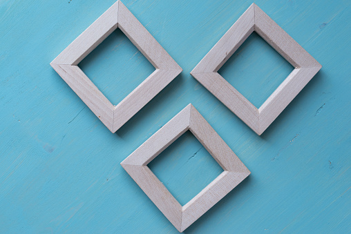 row of wooden frames
