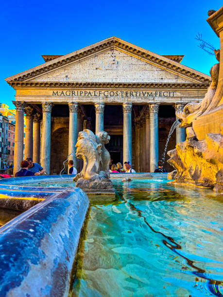 panteon, rzym - ancient rome rome fountain pantheon rome zdjęcia i obrazy z banku zdjęć