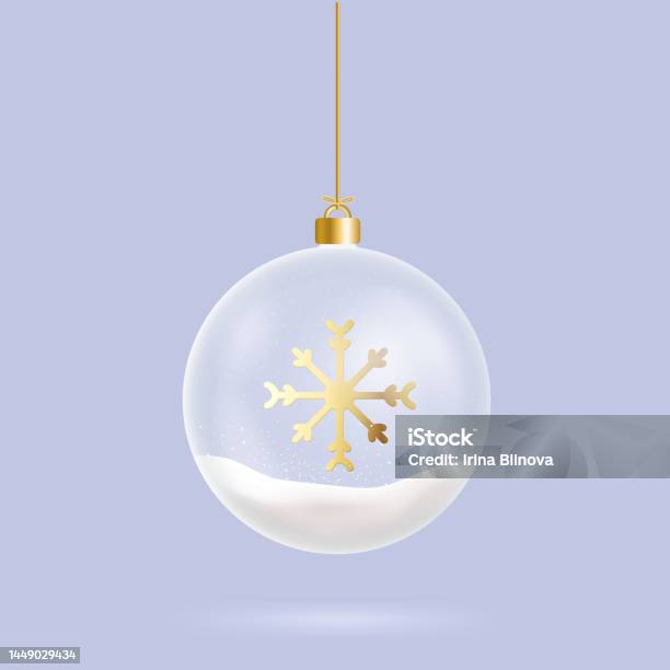 Vetores de Enfeites De Natal Bola De Vidro Bola De Vidro De Natal Com Floco  De Neve Dourado e mais imagens de 2023 - iStock