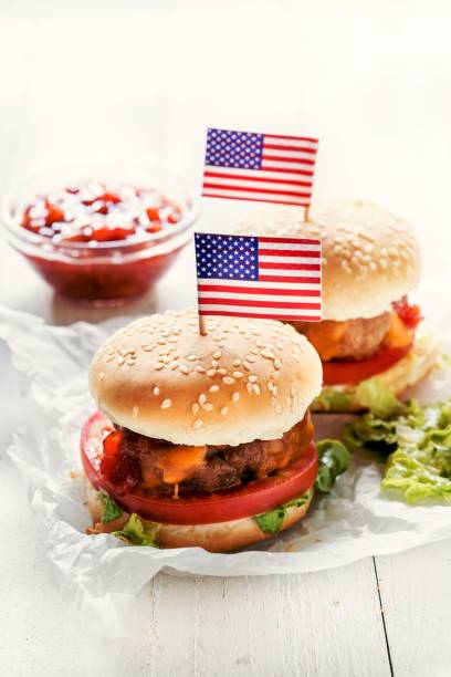 istock Mini beef burger with American flag 1449029722