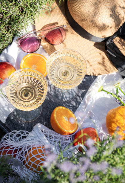 istock Summer picnic on a lavender field 1449033964