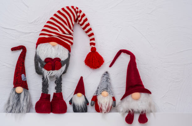 Christmas gnomes collections. New Year greeting card design