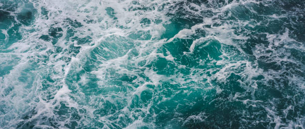 natural texture of agitated sea surface - sea foam imagens e fotografias de stock