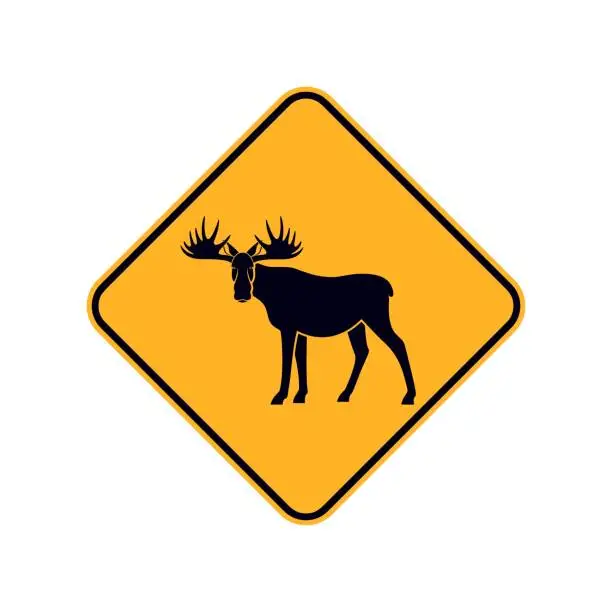 Vector illustration of Moose road sign
