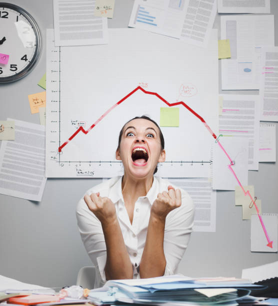 Business failure with negative chart stock photo