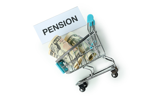 Concept of pension isolated on white background