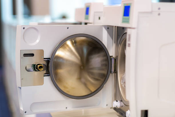 istock Sterilization desk with autoclave in a dental clinic. 1449043062