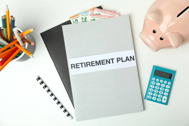 istock Concept of pension or retirement plan on white background 1449045151