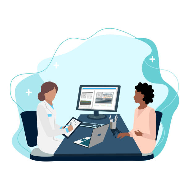 5,600+ Female Doctor Consultation Stock Illustrations, Royalty-Free Vector Graphics & Clip Art - iStock | Female doctor consultation mask