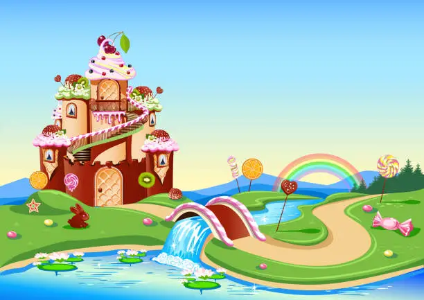 Vector illustration of Sweet castle candy land