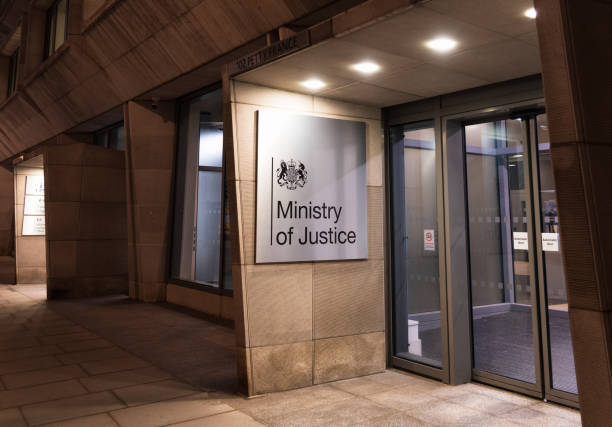 Entrance to Ministry of Justice in Westminster, London stock photo