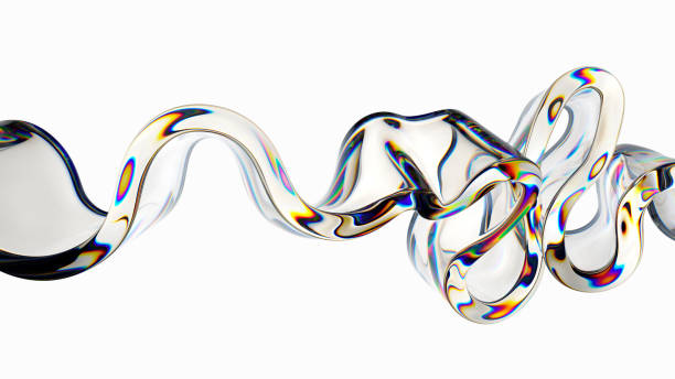 istock 3d render, modern minimal panoramic wallpaper with wavy glass element isolated on white background 1449063506