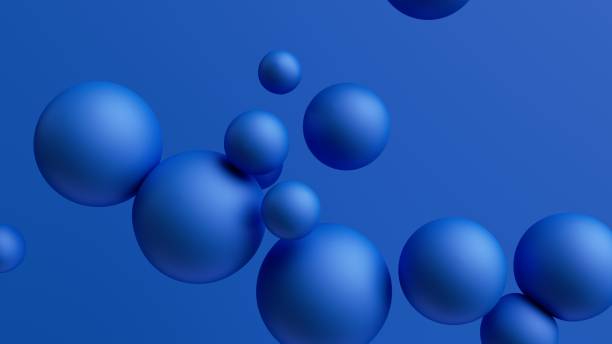 istock 3d rendering, abstract geometric wallpaper. Assorted balls isolated on blue background. Bubbles and balloons. Simple round shapes 1449063815