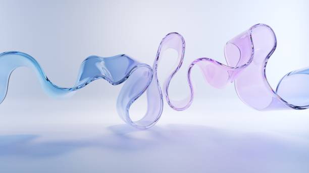 istock 3d render, modern minimal wallpaper with wavy violet glass element isolated on white background 1449064020