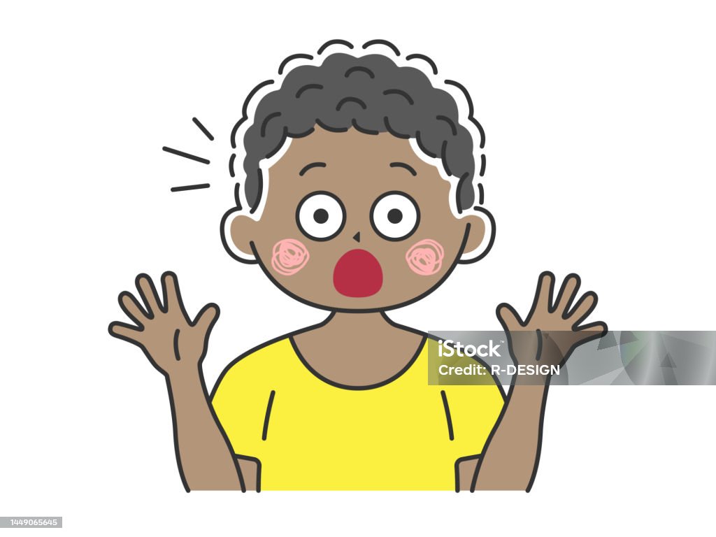 An Illustration Of A Black Man Who Is Surprised And Surprised Stock