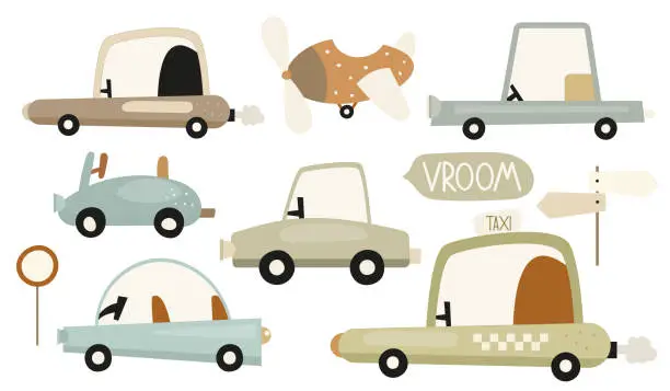 Vector illustration of Kids Transport Collection