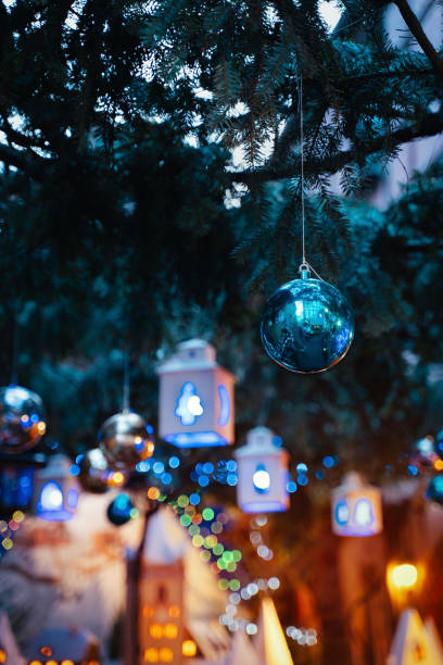 Paper lanterns on a trees as beautiful decoration