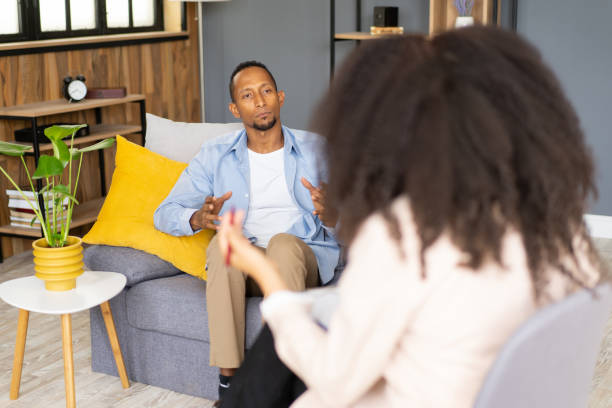 istock Man visiting the psychologist office 1449081441